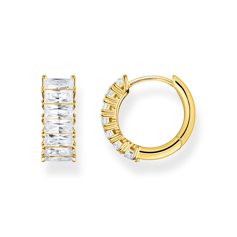 hoop earrings925 Sterling silver, gold plated yellow gold/ zirconiawhite