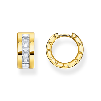 hoop earrings925 Sterling silver, gold plated yellow gold/ zirconiawhite