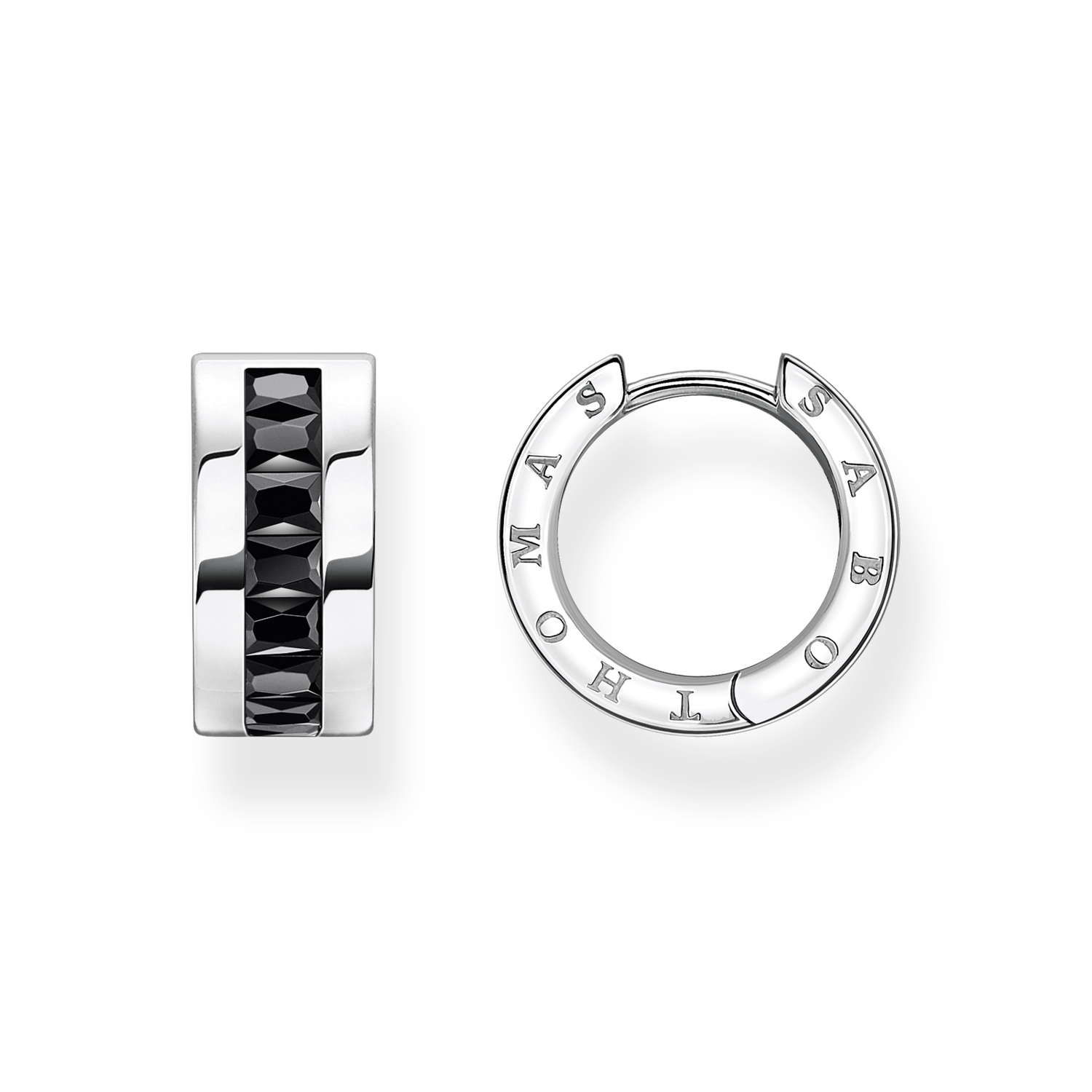 Aros piedras negras pav�925 Sterling silver, blackened/ zirconiablack