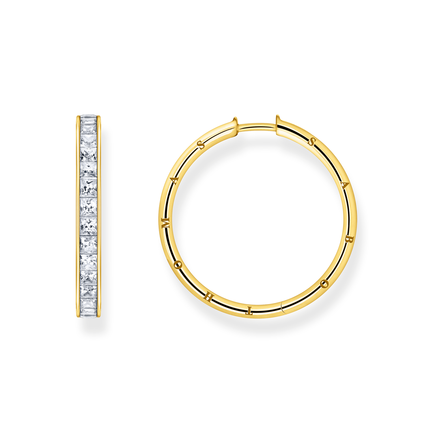 hoop earrings925 Sterling silver, gold plated yellow gold/ zirconiawhite