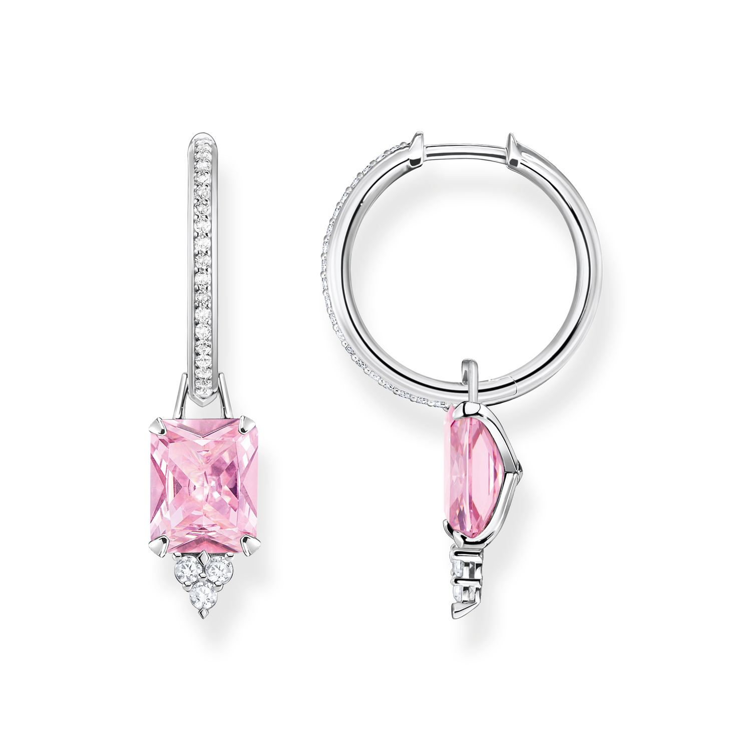 Aros piedra rosa925 Sterling silver/ zirconiapink