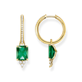 Aros piedra verde925 Sterling silver, gold plated yellow gold/ glass-ceramic stone/ zirconiagreen