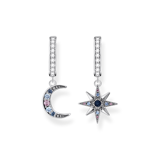 hoop earrings925 Sterling silver, blackened/ glass-ceramic stone/ synthetic spinel/ zirconiamulticoloured