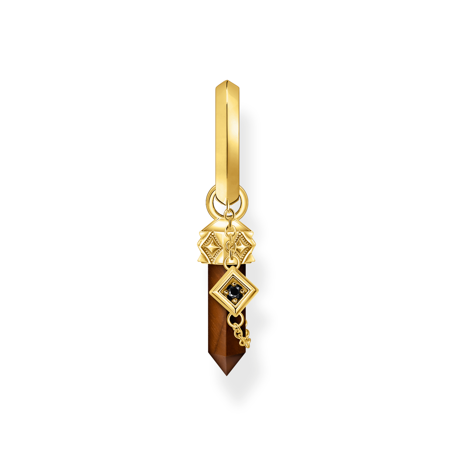 REBEL - WOLF 925 Sterling silver, gold plated yellow gold/ tiger‘s eye/ zirconia colección 2024-1. 