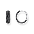 Pendientes de aro peque�o y ancho con circonita negra