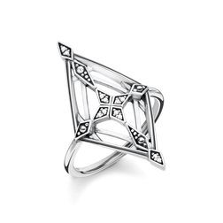 925 Sterling silver, blackened/ white diamo