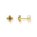 ear studs925 Sterling silver, gold plated yellow gold/ zirconiablack