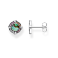 PENDIENTES,PLATA DE LEY 925, ENNEGRECIDA DEL NACAR DE ABULON,GEMA VITROCERAMICA,CORINDON SINTETICO,MULTICOLOR