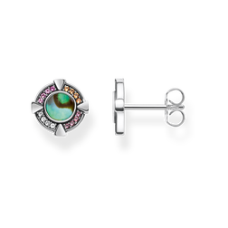PENDIENTES,PLATA DE LEY 925, ENNEGRECIDA DEL NACAR DE ABULON,GEMA VITROCERAMICA,CORINDON SINTETICO,MULTICOLOR