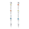 PENDIENTES,PLATA DE LEY 925, GEMA VITROCERAMICA, CIRCONITA,MULTICOLOR