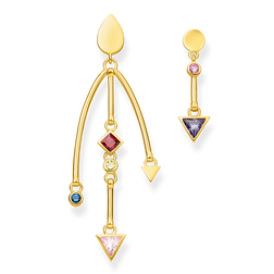 PENDIENTES PLATA DE LEY 925,BAÑO DE ORO AMARILLO,GEMA VITROCERAMICA,CORINDON SINTETICO,CIRCONITA,MULTICOLOR