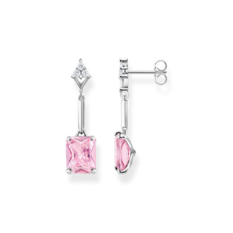 Pendientes piedra rosa925 Sterling silver/ zirconiapink