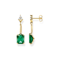 Pendientes piedra verde925 Sterling silver, gold plated yellow gold/ glass-ceramic stone/ zirconiagreen