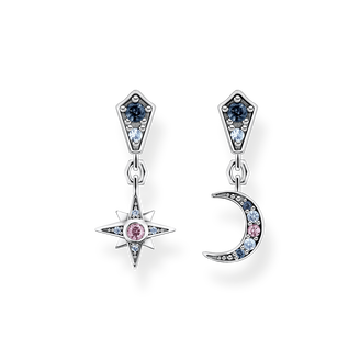 earrings925 Sterling silver, blackened/ glass-ceramic stone/ synthetic spinel/ zirconiamulticoloured
