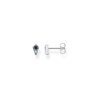 ear studs925 Sterling silver, blackened/ glass-ceramic stone/ synthetic spinelblue
