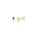 ear studs925 Sterling silver, gold plated yellow gold/ glass-ceramic stone/ synthetic spinelblue
