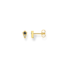 ear studs925 Sterling silver, gold plated yellow gold/ glass-ceramic stone/ synthetic spinelblue