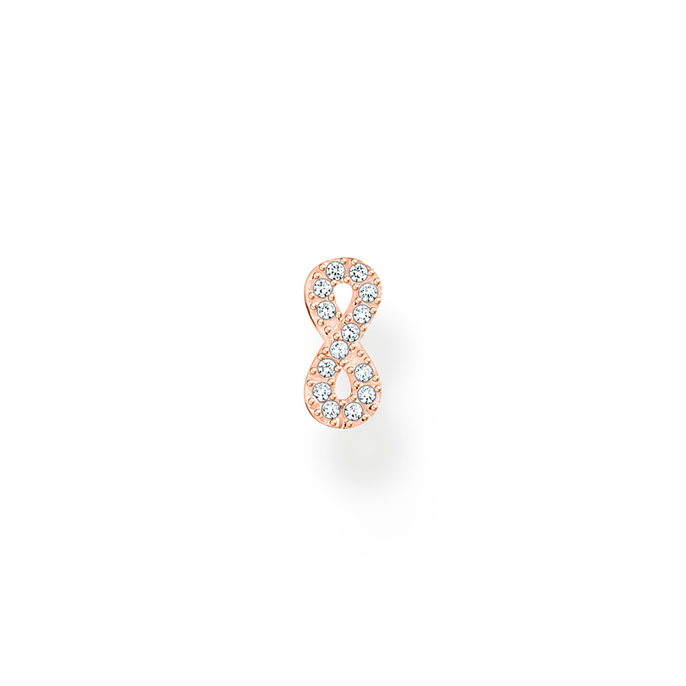 Pendiente de bot�n infinity con piedras blancas925 Sterling silver, gold plated rose gold/ zirconiawhite