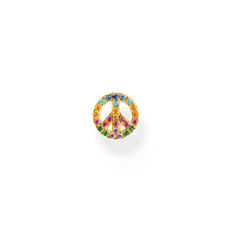 Pendiente de botón peace con oro