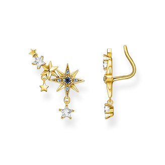 ear climber925 Sterling silver, gold plated yellow gold/ glass-ceramic stone/ synthetic spinel/ zirconiamulticoloured