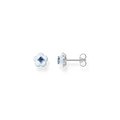 Pendiente de bot�n flor con piedra azul925 Sterling silver, cold enamel/ glass-ceramic stoneblue