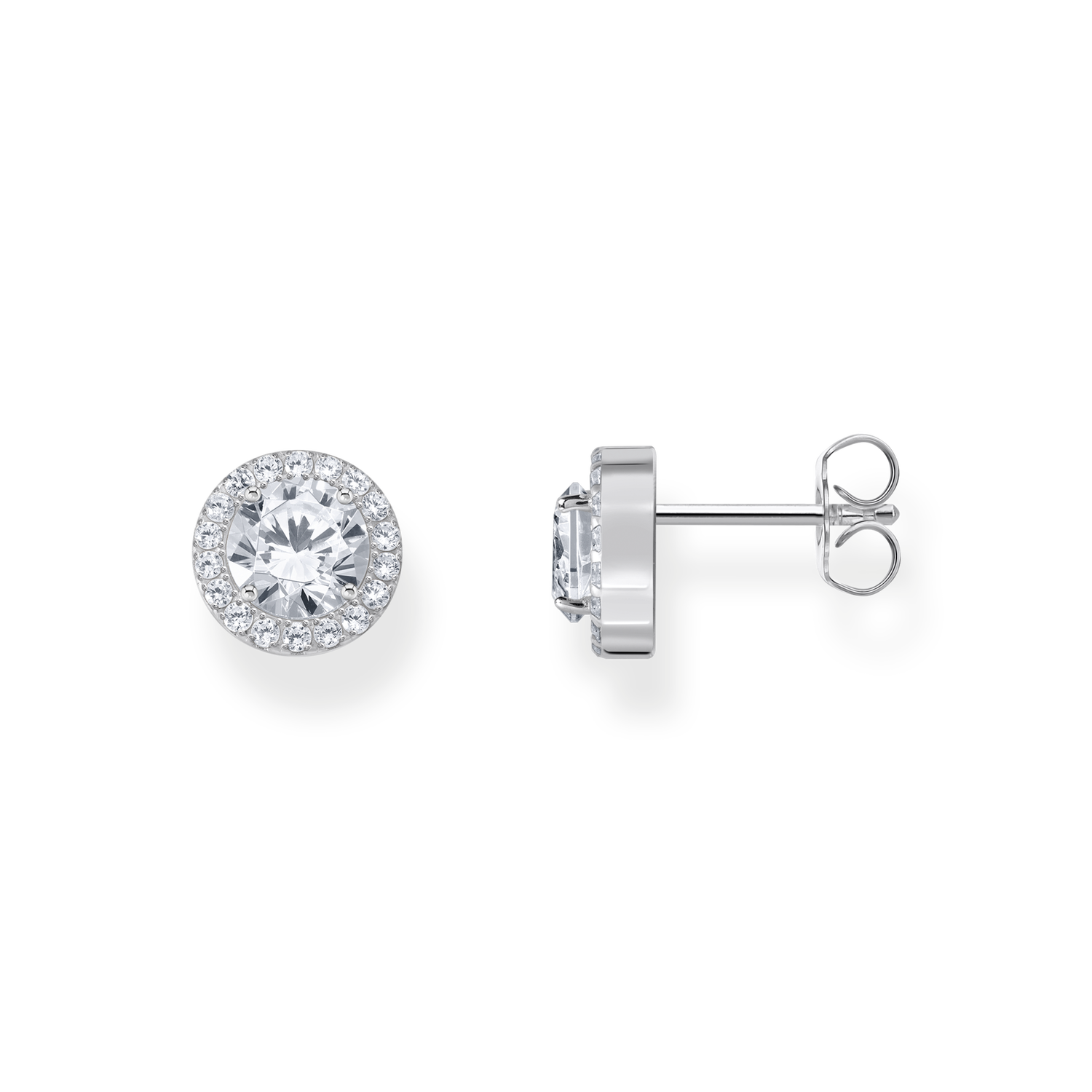 Pendientes halo con circonita blanca en talla brillante
