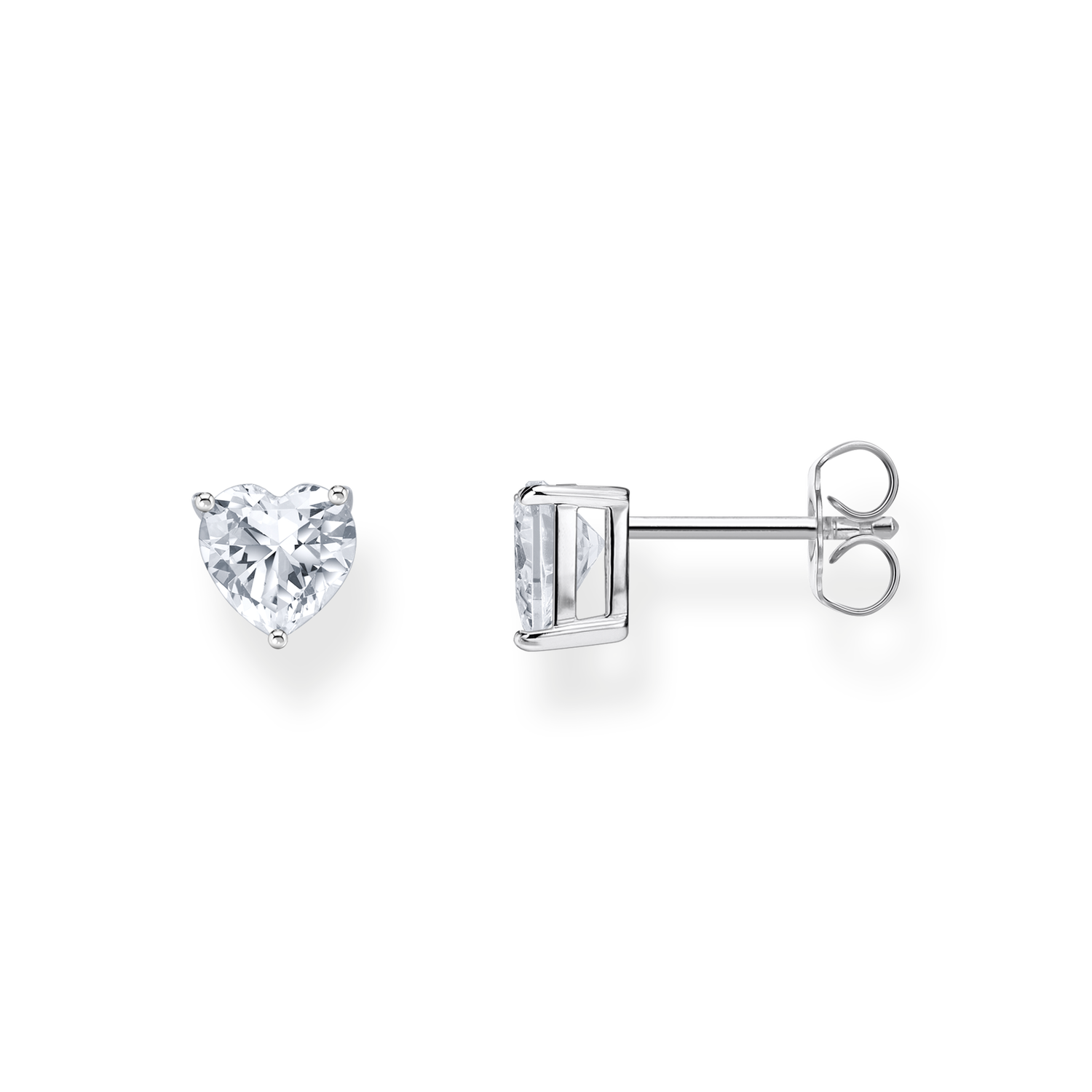 Pendientes en forma de coraz�n con circonita blanca