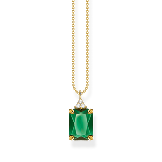 necklace925 Sterling silver, gold plated yellow gold/ glass-ceramic stone/ zirconiagreen