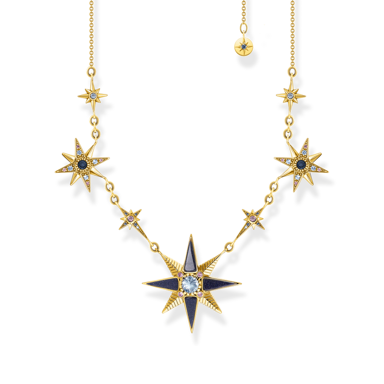 necklace925 Sterling silver, gold plated yellow gold/ glass-ceramic stone/ imitated sandstone/ synthetic spinelmulticoloured