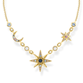 necklace925 Sterling silver, gold plated yellow gold/ glass-ceramic stone/ synthetic spinel/ zirconiamulticoloured
