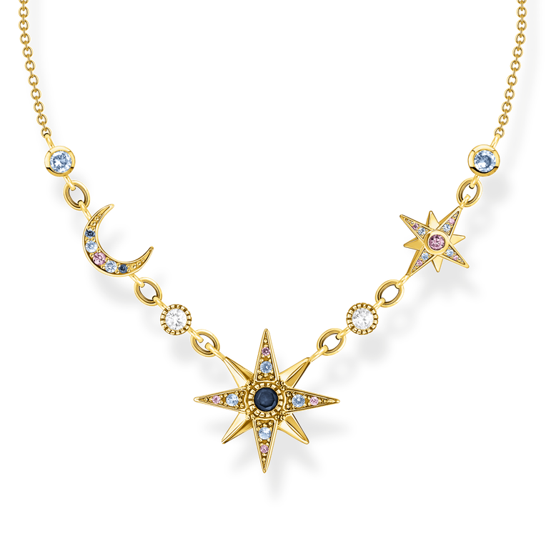 necklace925 Sterling silver, gold plated yellow gold/ glass-ceramic stone/ synthetic spinel/ zirconiamulticoloured