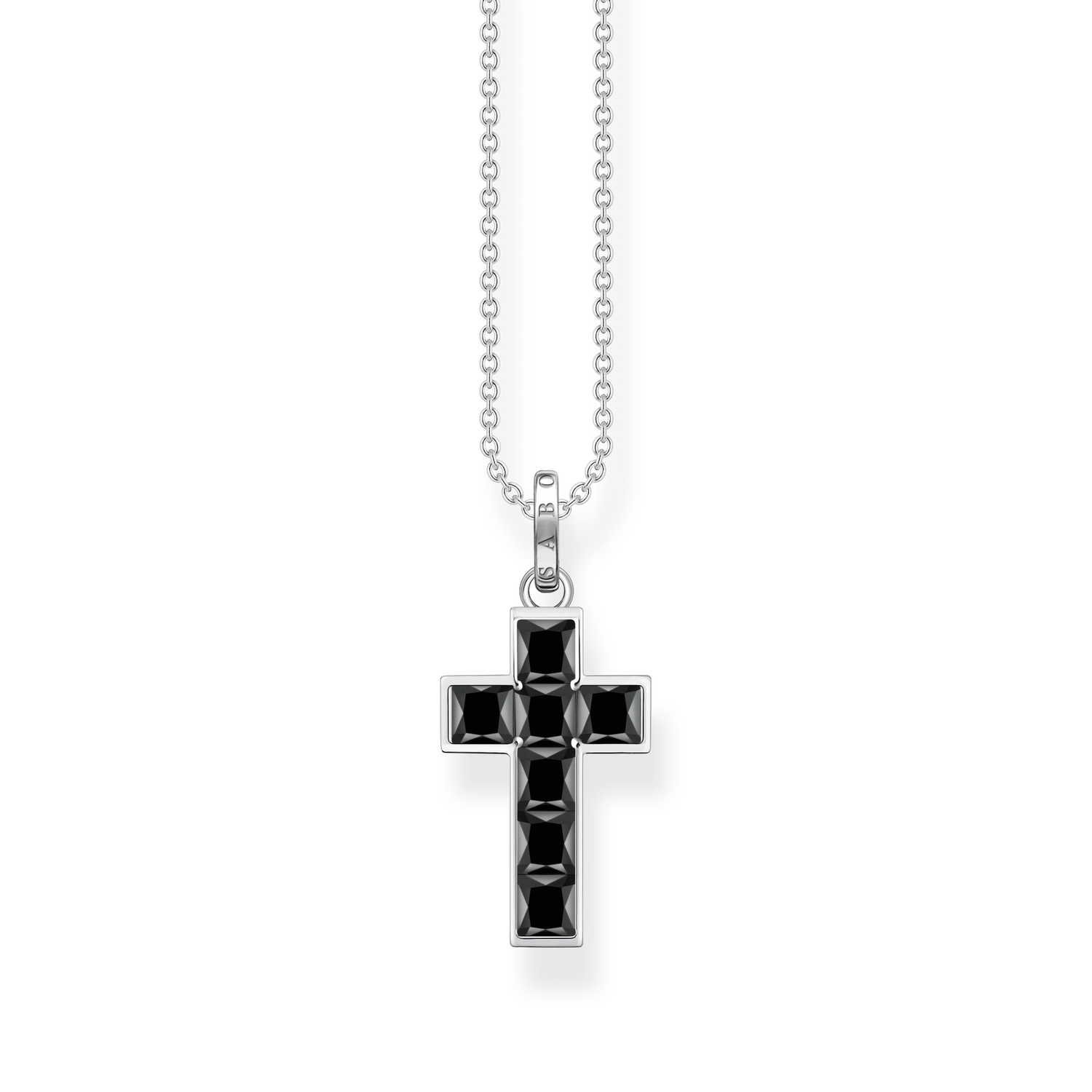 Cadena cruz piedras negras925 Sterling silver, blackened/ zirconiablack