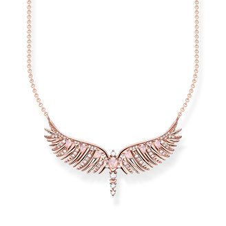 Cadena alas de fénix con piedras rosao rosado