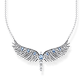 Cadena alas de fénix con piedras azules plata