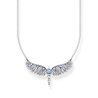 Cadena alas de fénix con piedras azules plata