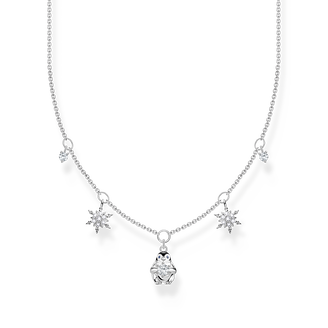Cadena pingüino y copos de nieve