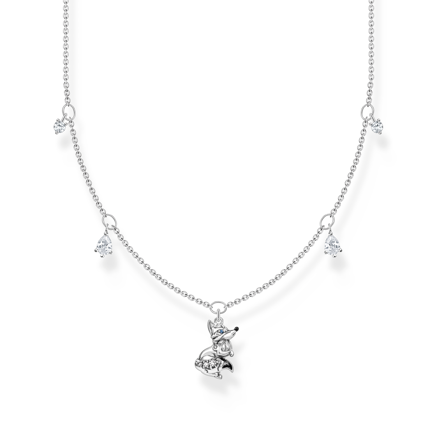 Cadena zorro con piedras blancas