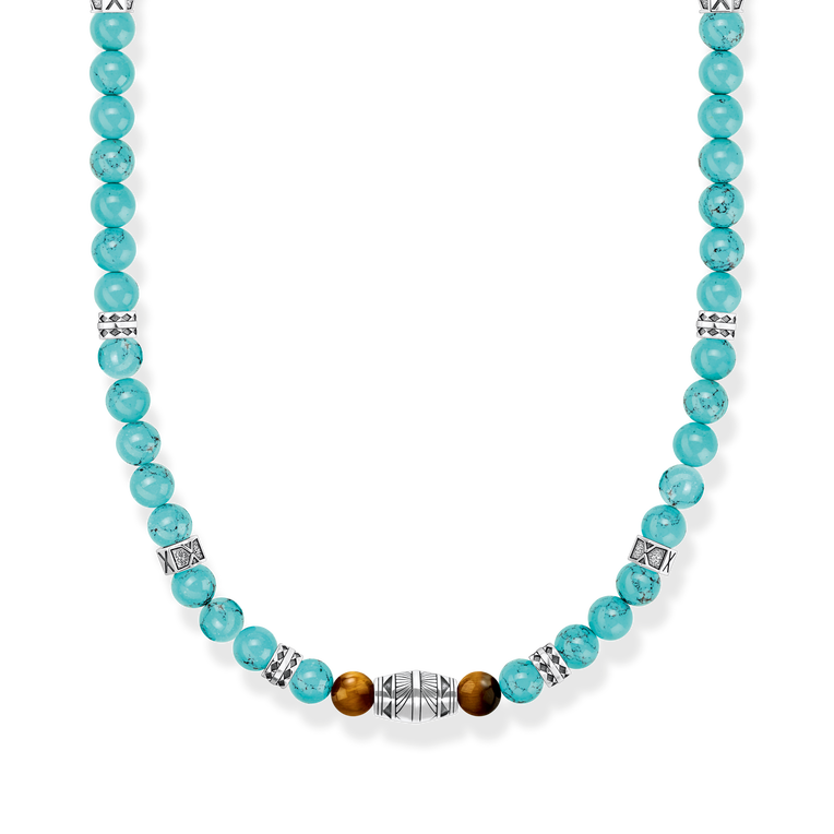 Cadena ojo de tigre turquesa925 Sterling silver, blackened/ simulated turquoise/ tiger�s eyeturquoise