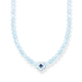 Gargantilla flor con azules perlas925 Sterling silver, cold enamel/ glass-ceramic stoneblue