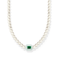 Gargantilla perlas con piedra verde925 Sterling silver/ freshwater pearlgreen