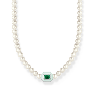 Gargantilla perlas con piedra verde925 Sterling silver/ freshwater pearlgreen