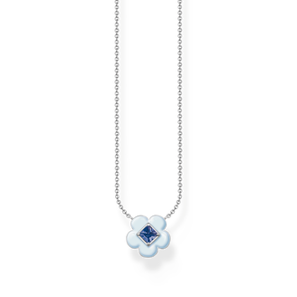 Cadena flor con piedra azul925 Sterling silver, cold enamel/ glass-ceramic stoneblue