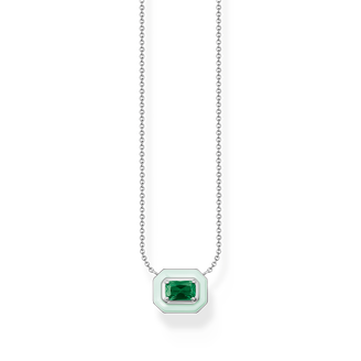 Cadena con piedra verde925 Sterling silver, cold enamel/ glass-ceramic stonegreen