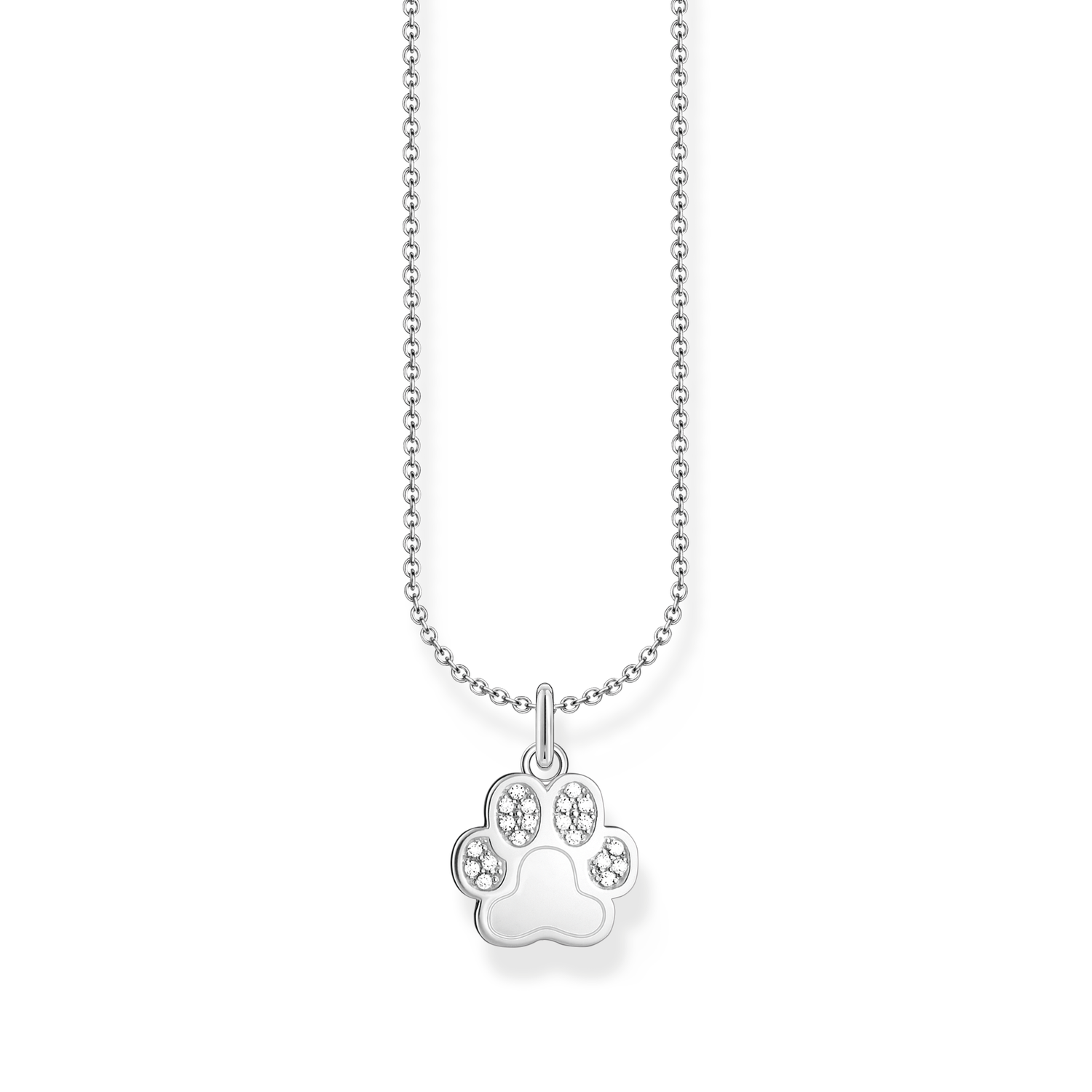 Colgante de huella de animal y piedras blancas
