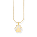 Cadena y colgante de huella de animal con esmalte blanco