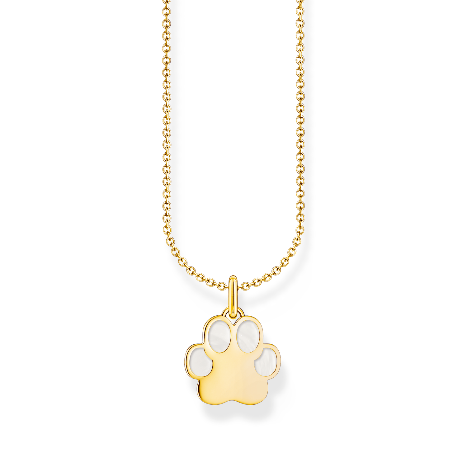 Cadena y colgante de huella de animal con esmalte blanco