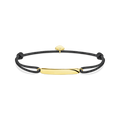 pulseraplata de ley 925, baño de oro amarillo/ nylonnegroUnisex