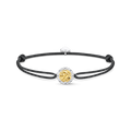 bracelet925 Sterling silver, gold plated yellow gold/ blackened/ nylon/ zirconiamulticoloured