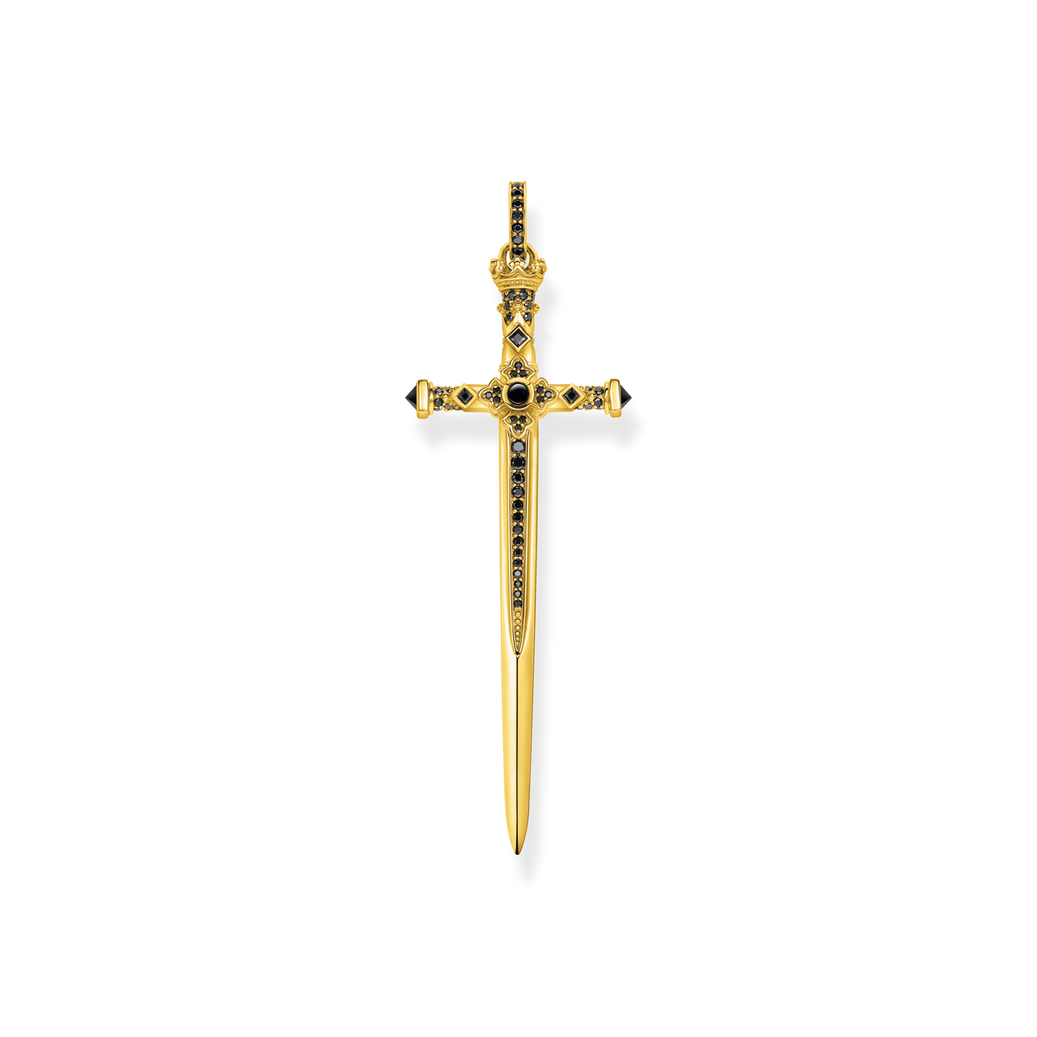 pendant925 Sterling silver, gold plated yellow gold/ onyx/ zirconiablack