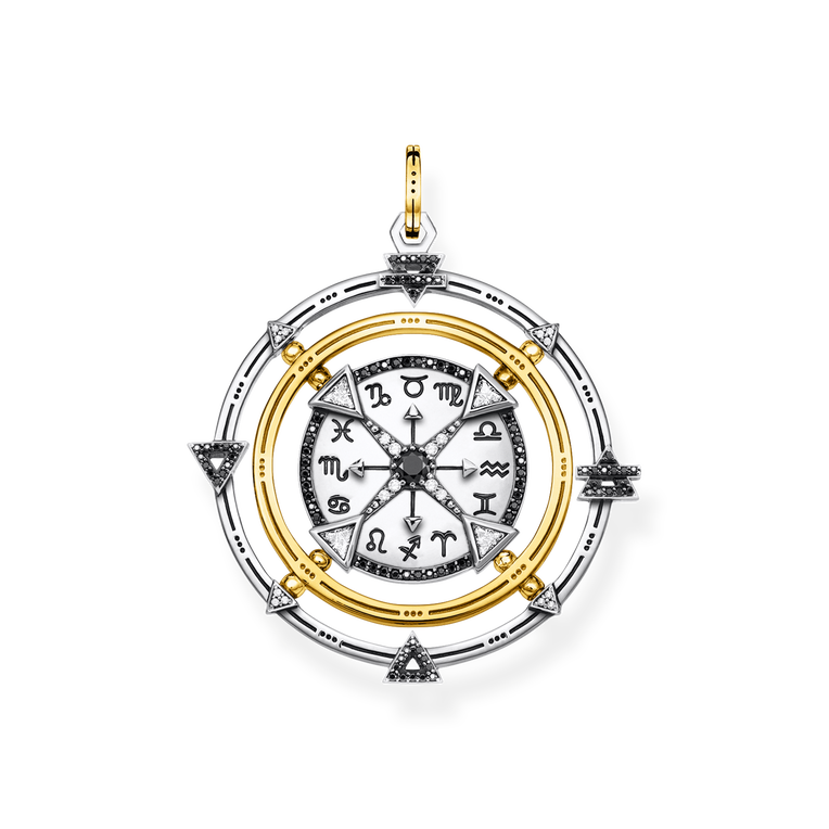 pendant925 Sterling silver, gold plated yellow gold/ blackened/ zirconiamulticoloured